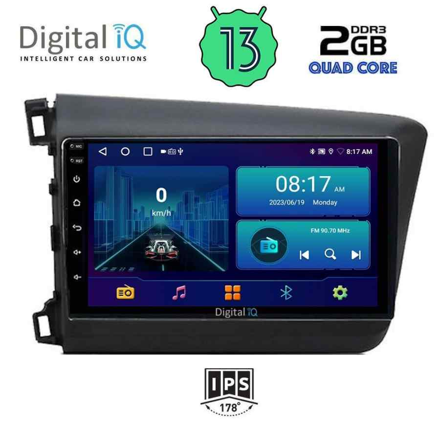 DIGITAL IQ BXB 11904D_GPS (9inc) MULTIMEDIA TABLET for HONDA CIVIC  4Doors mod. 2012-2016
